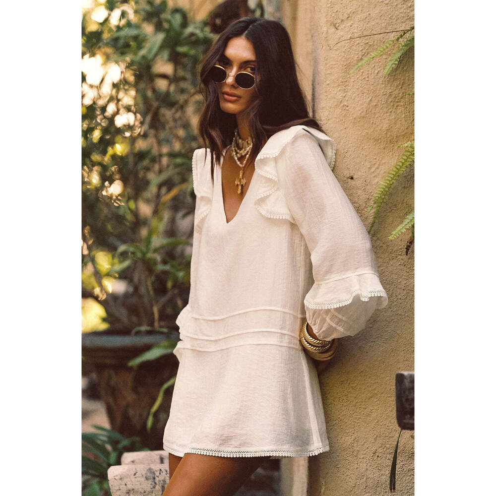 BRAND NEW 12th Tribe Bound White Long Sleeve Micro Tunic Dress Size MM